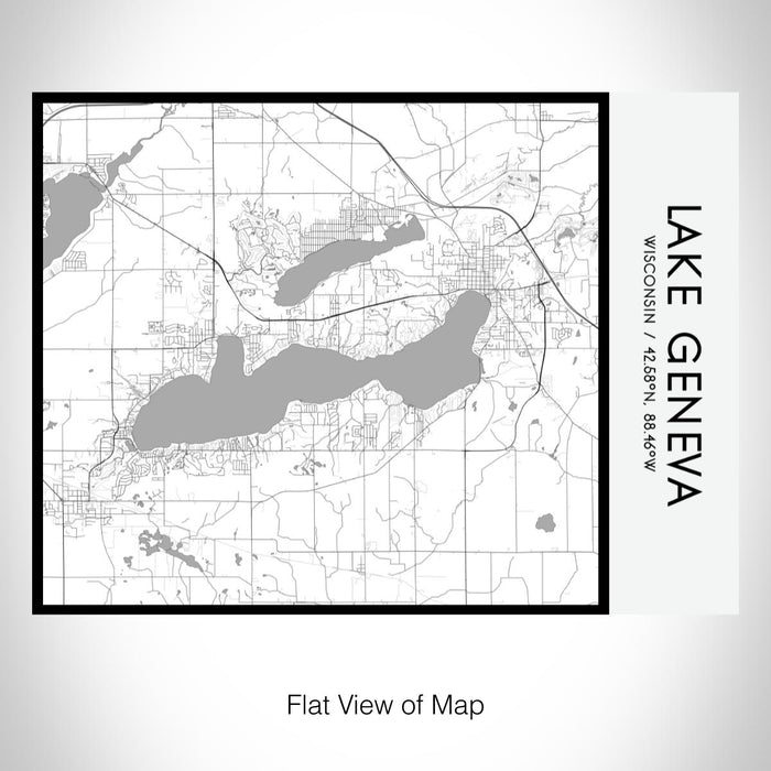 Rendered View of Lake Geneva Wisconsin Map on 20oz Stainless Steel Insulated Bottle with Bamboo Top with printed classic style map