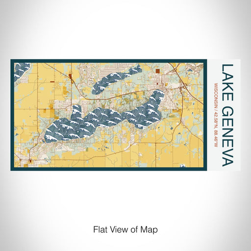 Rendered View of Lake Geneva Wisconsin Map on 17oz Stainless Steel Insulated Bottle with printed woodblock style map