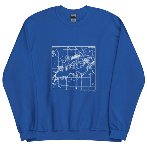 Lake Geneva Wisconsin  Map Unisex Crewneck Sweater with City inscription in Royal Blue