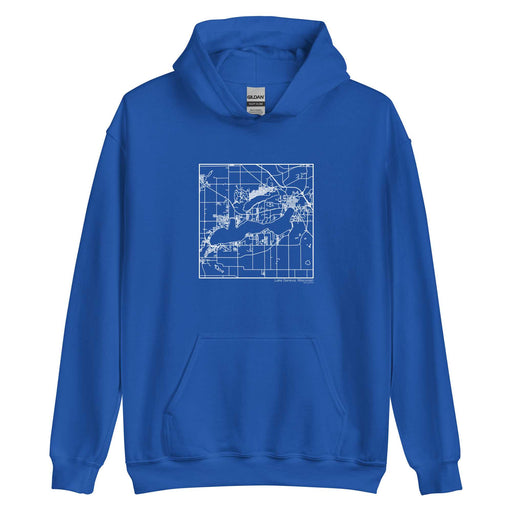Lake Geneva Wisconsin  Map Unisex Hoodie Sweater with City inscription in Royal Blue