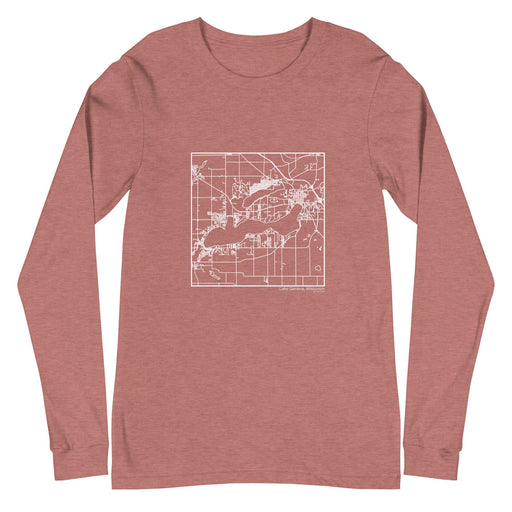Lake Geneva Wisconsin  Map Unisex Long-Sleeve T-shirt with City inscription in Heather Mauve
