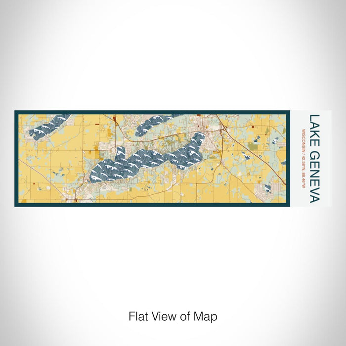 Rendered View of Lake Geneva Wisconsin Map on 10oz Stainless Steel Insulated Cup in Woodblock with Sliding Lid