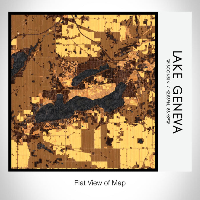 Rendered View of Lake Geneva Wisconsin Map on 17oz Stainless Steel Insulated Tumbler in Ember Map Style