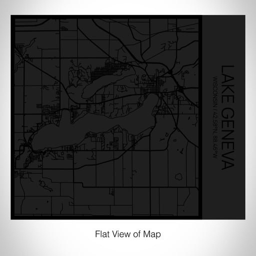 Rendered View of Lake Geneva Wisconsin Map on 17oz Stainless Steel Insulated Tumbler in Matte Black with Tactile Lines
