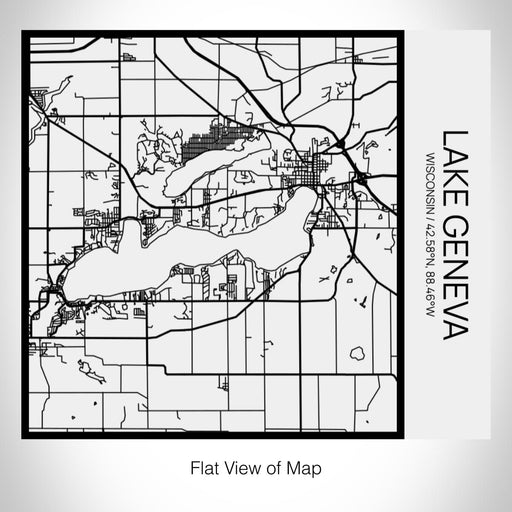 Rendered View of Lake Geneva Wisconsin Map on 17oz Stainless Steel Insulated Tumbler in Matte White with Tactile Lines