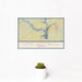 12x18 Lake Hartwell Georgia Map Print Landscape Orientation in Woodblock Style With Small Cactus Plant in White Planter