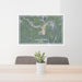 24x36 Lake Hartwell Georgia Map Print Lanscape Orientation in Afternoon Style Behind 2 Chairs Table and Potted Plant