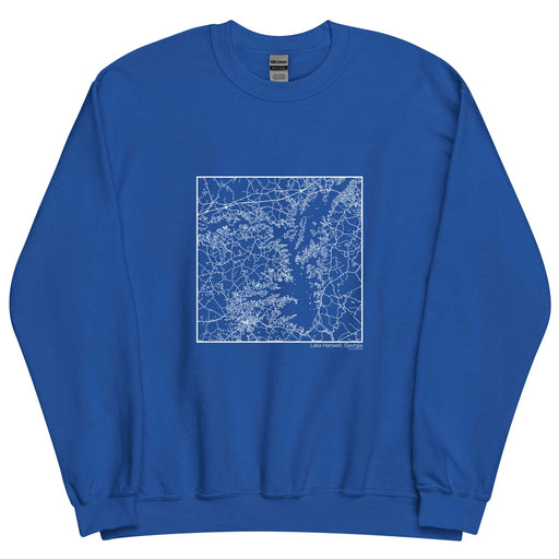 Lake Hartwell Georgia  Map Unisex Crewneck Sweater with City inscription in Royal Blue