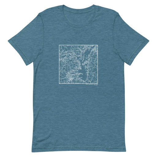 Lake Hartwell Georgia  Map Unisex T-Shirt with City inscription in Heather Teal