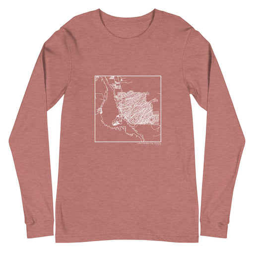 Lake Havasu City Arizona  Map Unisex Long-Sleeve T-shirt with City inscription in Heather Mauve