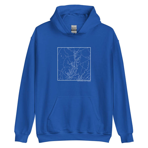 Lake Keowee South Carolina  Map Unisex Hoodie Sweater with City inscription in Royal Blue