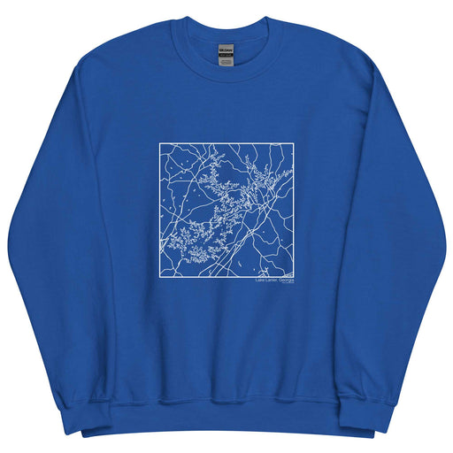 Lake Lanier Georgia  Map Unisex Crewneck Sweater with City inscription in Royal Blue