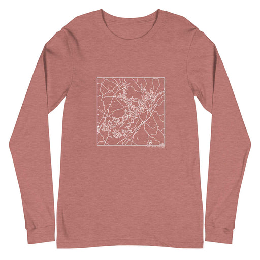 Lake Lanier Georgia  Map Unisex Long-Sleeve T-shirt with City inscription in Heather Mauve