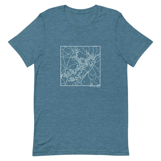 Lake Lanier Georgia  Map Unisex T-Shirt with City inscription in Heather Teal
