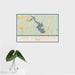 16x24 Lake Livingston Texas Map Print Landscape Orientation in Woodblock Style With Tropical Plant Leaves in Water