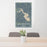 24x36 Lake Livingston Texas Map Print Portrait Orientation in Afternoon Style Behind 2 Chairs Table and Potted Plant