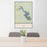 24x36 Lake Livingston Texas Map Print Portrait Orientation in Woodblock Style Behind 2 Chairs Table and Potted Plant