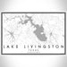 Lake Livingston Texas Map Print Landscape Orientation in Classic Style With Shaded Background