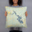 Person holding 18x18 Custom Lake Livingston Texas Map Throw Pillow in Woodblock