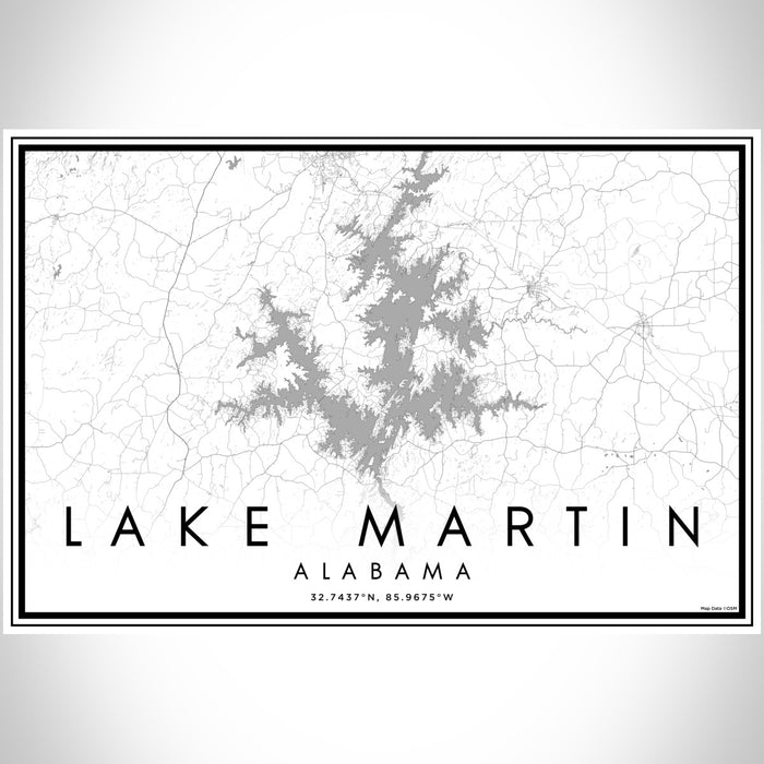 Lake Martin Alabama Map Print Landscape Orientation in Classic Style With Shaded Background