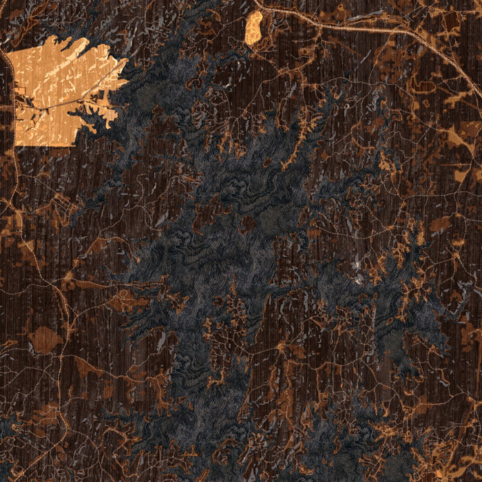 Lake Martin Alabama Map Print in Ember Style Zoomed In Close Up Showing Details