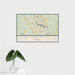 16x24 Lake Monticello Virginia Map Print Landscape Orientation in Woodblock Style With Tropical Plant Leaves in Water