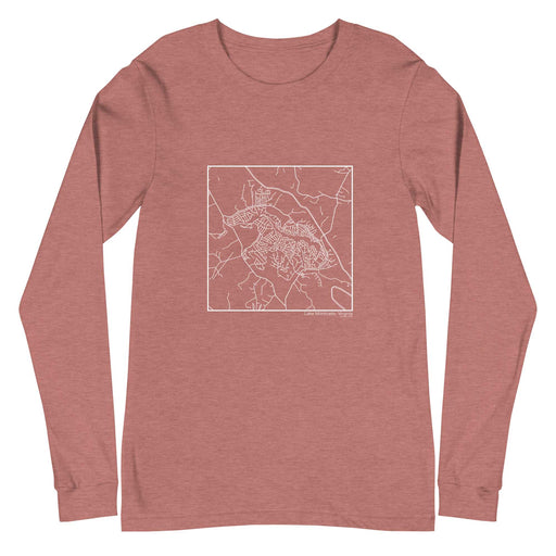 Lake Monticello Virginia  Map Unisex Long-Sleeve T-shirt with City inscription in Heather Mauve