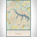 Lake Monticello Virginia Map Print Portrait Orientation in Woodblock Style With Shaded Background