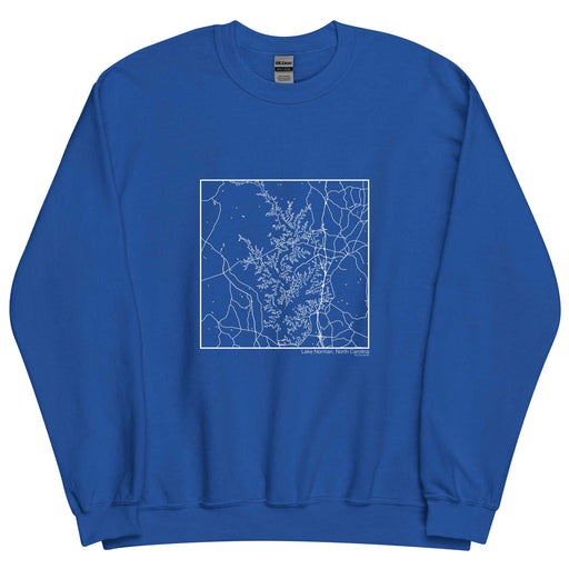 Lake Norman North Carolina  Map Unisex Crewneck Sweater with City inscription in Royal Blue