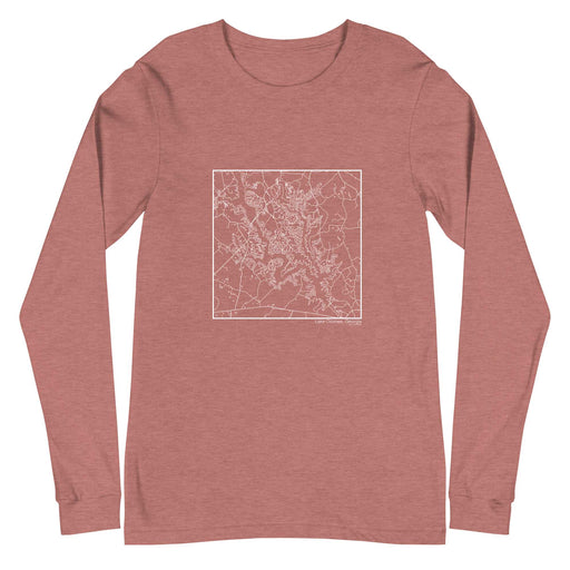 Lake Oconee Georgia  Map Unisex Long-Sleeve T-shirt with City inscription in Heather Mauve