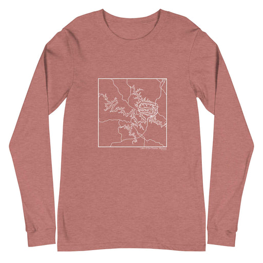 Lake of the Ozarks Missouri  Map Unisex Long-Sleeve T-shirt with City inscription in Heather Mauve