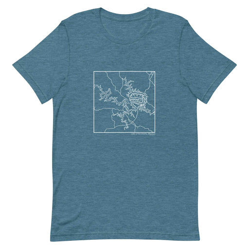 Lake of the Ozarks Missouri  Map Unisex T-Shirt with City inscription in Heather Teal