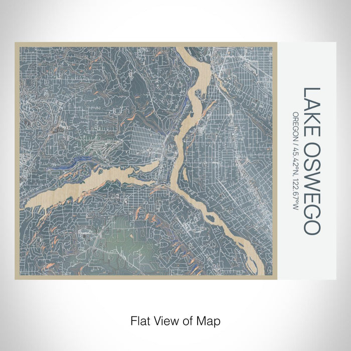 Rendered View of Lake Oswego Oregon Map on 20oz Stainless Steel Insulated Bottle with Bamboo Top with printed afternoon style map