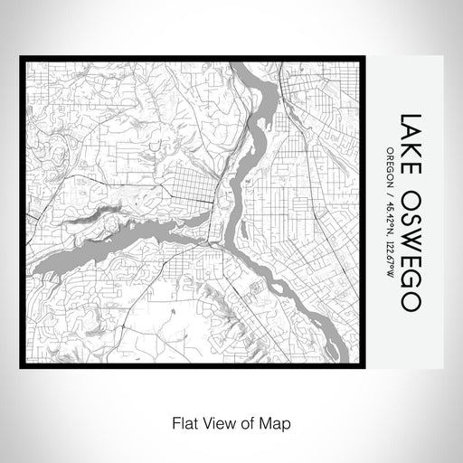 Rendered View of Lake Oswego Oregon Map on 20oz Stainless Steel Insulated Bottle with Bamboo Top with printed classic style map