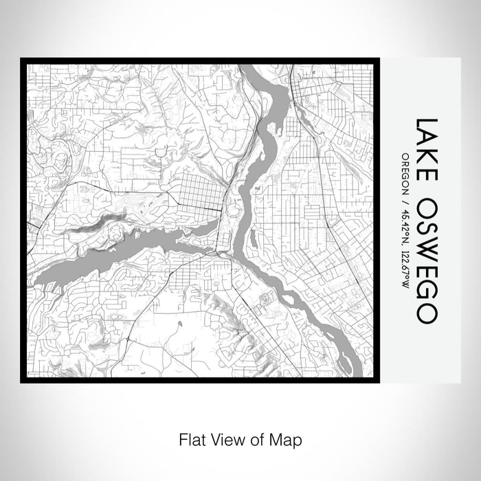 Rendered View of Lake Oswego Oregon Map on 20oz Stainless Steel Insulated Bottle with Bamboo Top with printed classic style map