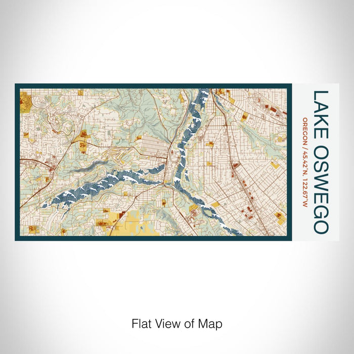 Rendered View of Lake Oswego Oregon Map on 17oz Stainless Steel Insulated Bottle with printed woodblock style map