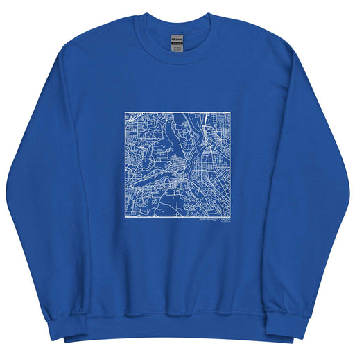 Lake Oswego Oregon  Map Unisex Crewneck Sweater with City inscription in Royal Blue