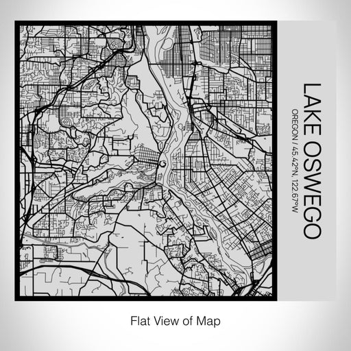 Rendered View of Lake Oswego Oregon Map on 17oz Stainless Steel Insulated Tumbler in Tactile Lines with Succulent in Background
