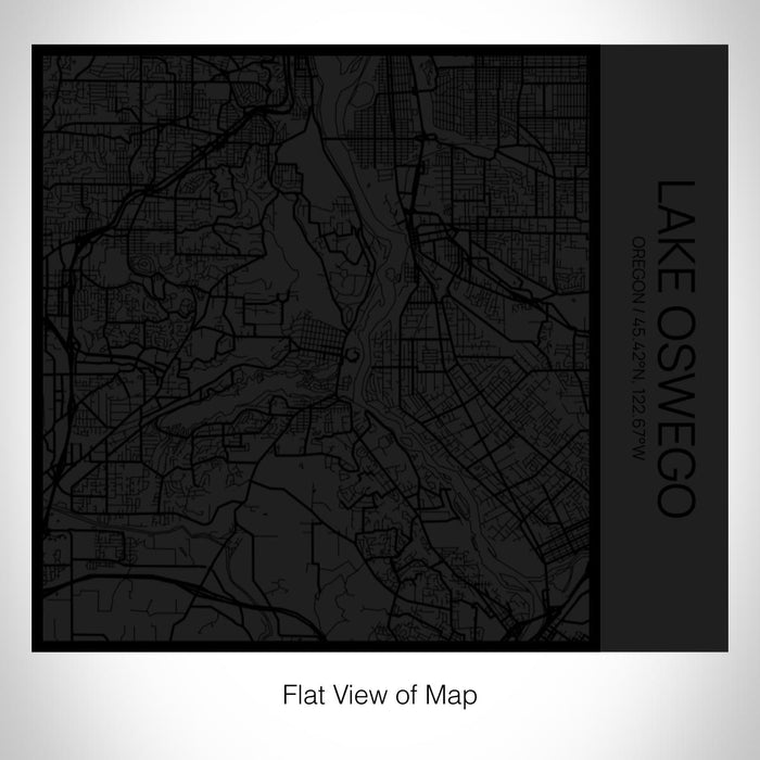 Rendered View of Lake Oswego Oregon Map on 17oz Stainless Steel Insulated Tumbler in Matte Black with Tactile Lines