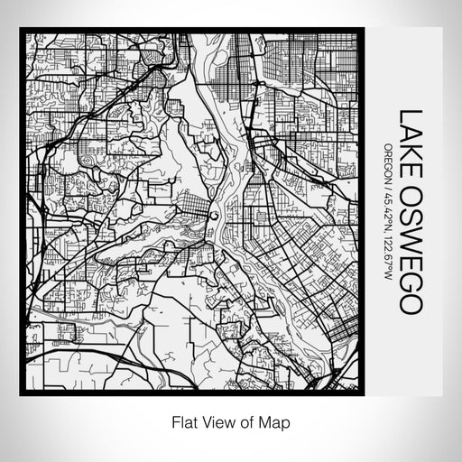 Rendered View of Lake Oswego Oregon Map on 17oz Stainless Steel Insulated Tumbler in Matte White with Tactile Lines