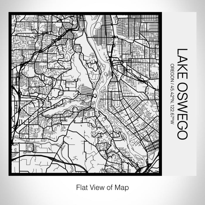 Rendered View of Lake Oswego Oregon Map on 17oz Stainless Steel Insulated Tumbler in Matte White with Tactile Lines