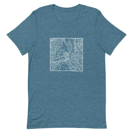 Lake Oswego Oregon  Map Unisex T-Shirt with City inscription in Heather Teal