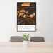 24x36 Lake Ouachita Arkansas Map Print Portrait Orientation in Ember Style Behind 2 Chairs Table and Potted Plant