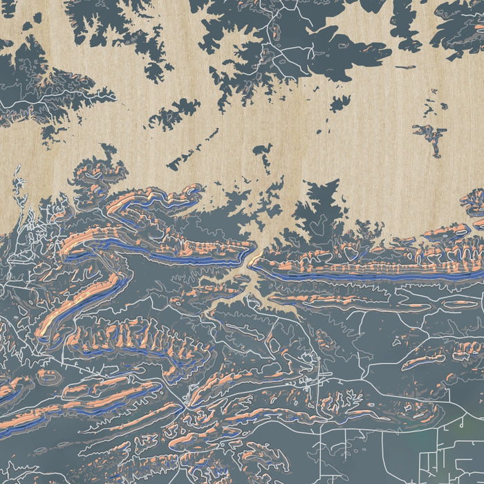 Lake Ouachita Arkansas Map Print in Afternoon Style Zoomed In Close Up Showing Details