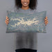 Person holding 20x12 Custom Lake Ouachita Arkansas Map Throw Pillow in Afternoon