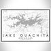 Lake Ouachita Arkansas Map Print Landscape Orientation in Classic Style With Shaded Background