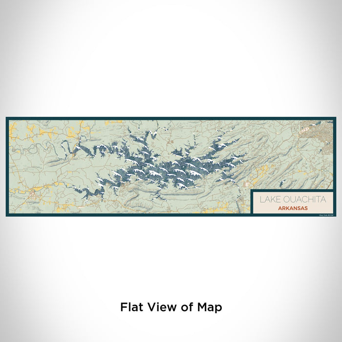 Flat View of Map Custom Lake Ouachita Arkansas Map Enamel Mug in Woodblock