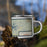 Right View Custom Lake Ouachita Arkansas Map Enamel Mug in Woodblock on Grass With Trees in Background