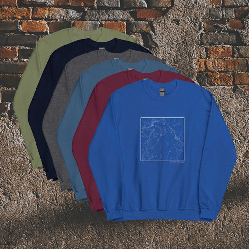 Lake Pend Oreille Idaho  Map Unisex Crewneck Sweaters in Multiple Colors