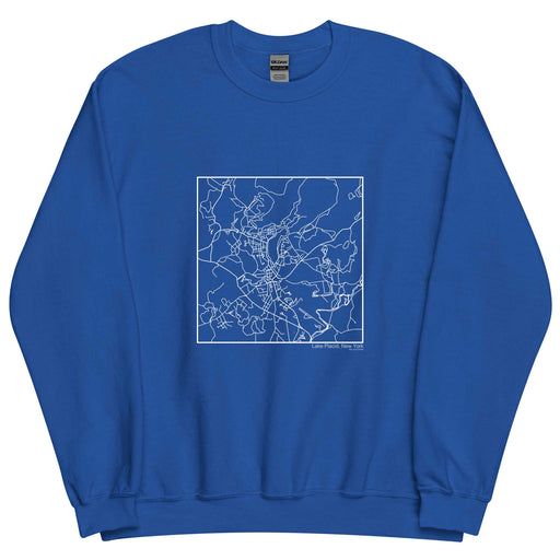 Lake Placid New York  Map Unisex Crewneck Sweater with City inscription in Royal Blue